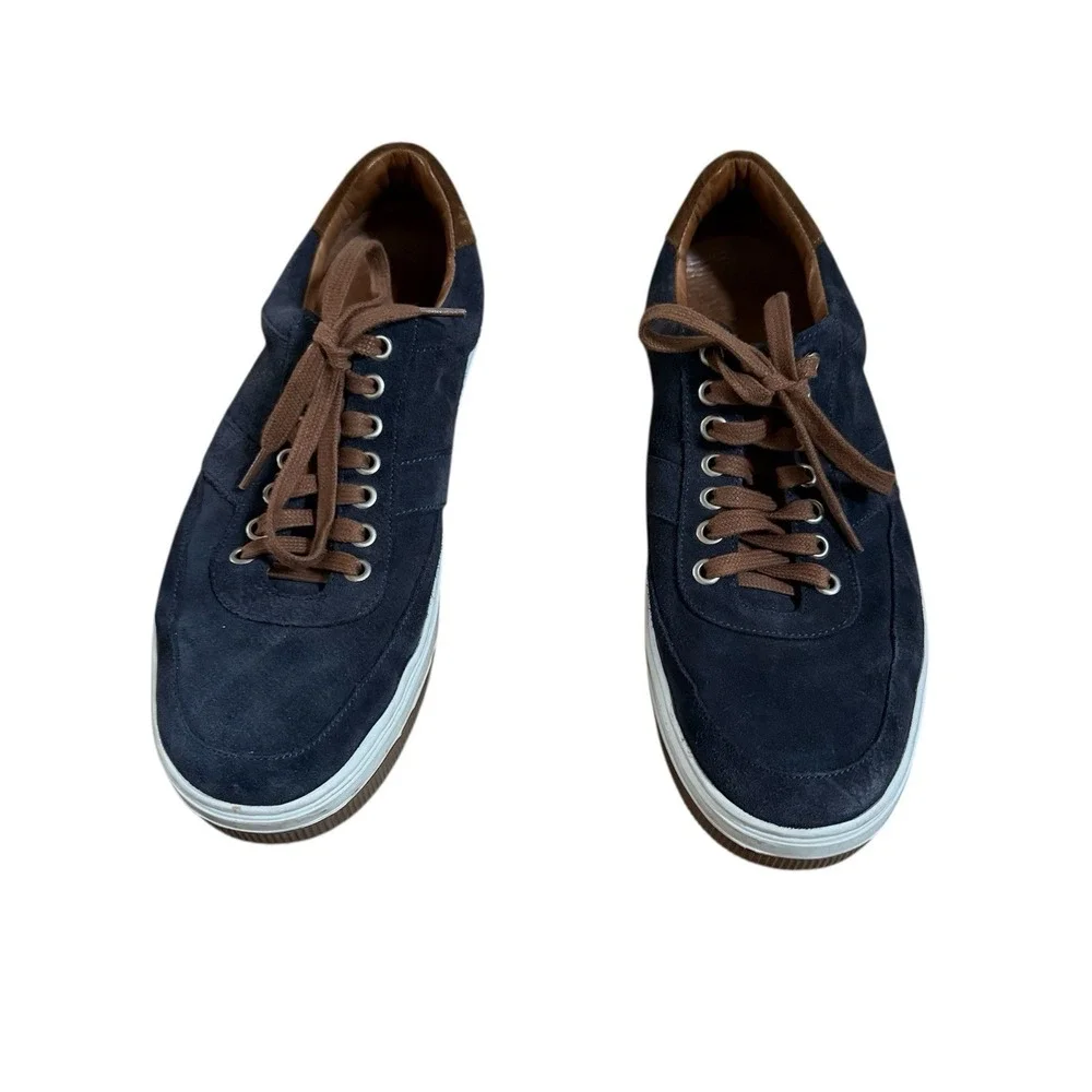 Peter Millar Vantage Suede‎ Sneakers Mens 9.5 Navy Blue Lace Up Retro